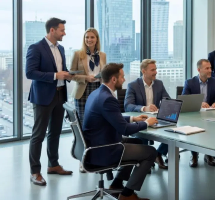 Zespół konsultantów IT podczas pracy nad strategią technologii